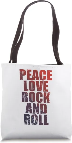 Peace Love Rock and Roll Music Style Guitar Tote Bag