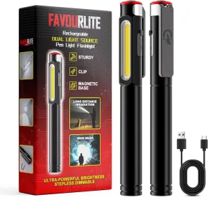 Pen Light Flashlight, 800 Lumens LED Pen Flashlights Rechargeable 6 Modes COB Magnetic Flashlight with Clip Bright Pocket Flashlights Work Light Portable Waterproof Durable Penlight for Nurse (2)