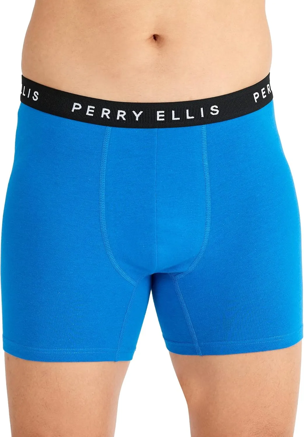 Perry Ellis Men's Cotton Stretch Boxer Briefs, Tagless, No Roll Waistband, 5 Pack