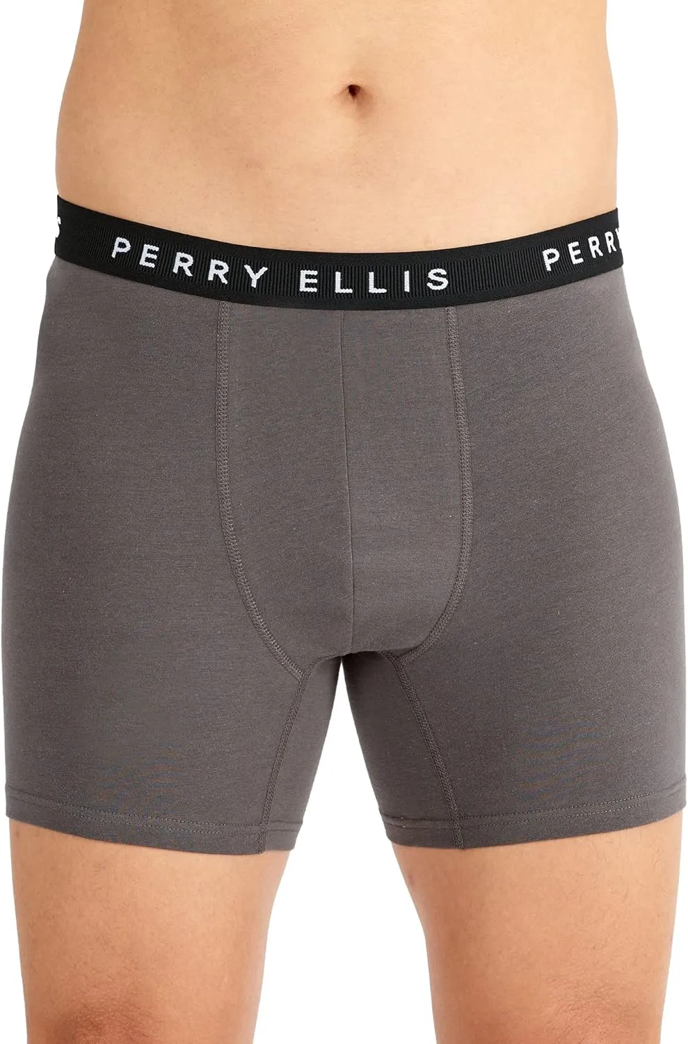 Perry Ellis Men's Cotton Stretch Boxer Briefs, Tagless, No Roll Waistband, 5 Pack