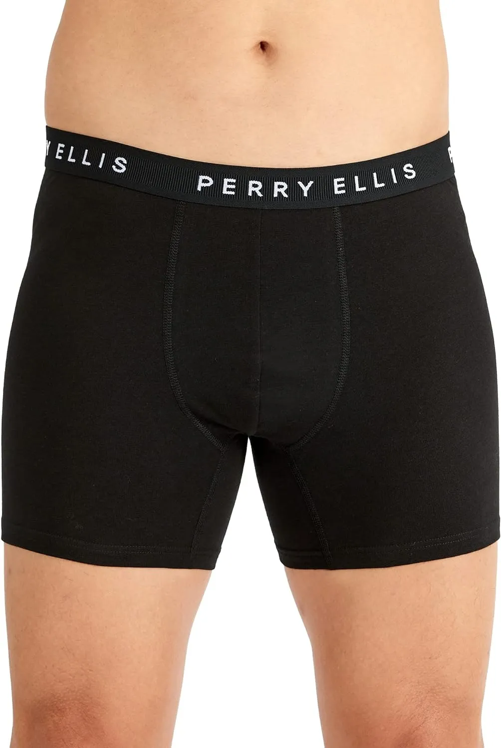Perry Ellis Men's Cotton Stretch Boxer Briefs, Tagless, No Roll Waistband, 5 Pack