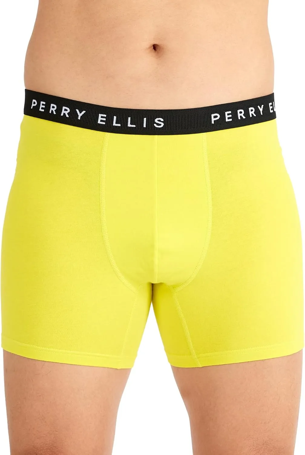 Perry Ellis Men's Cotton Stretch Boxer Briefs, Tagless, No Roll Waistband, 5 Pack