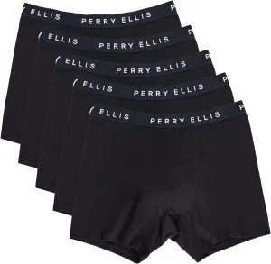 Perry Ellis Men's Cotton Stretch Boxer Briefs, Tagless, No Roll Waistband, 5 Pack