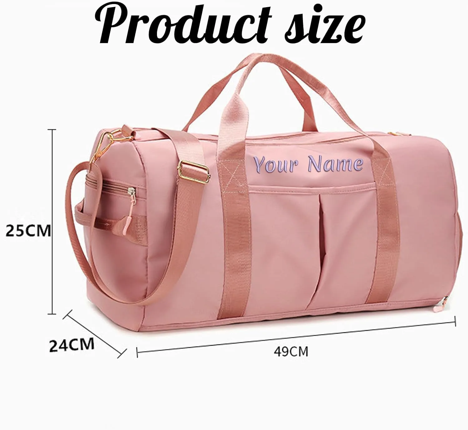 Personalized Duffel Bag, Custom Name Embroidered Gym Bag, Sports Bag with Wet and Dry Pocket & Shoe Compartment, Overnight Excursion Bag, Weekend Travel Bag, Dance & Yoga Bag (Light Green)