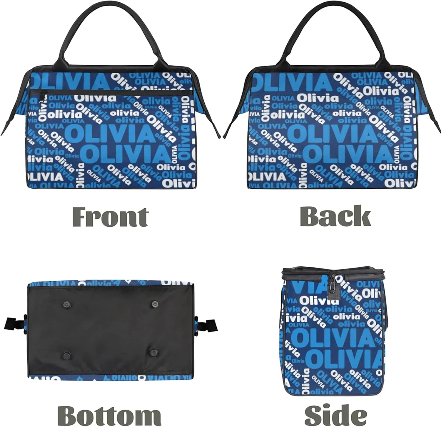 Personalized Gym Sport Duffel Bag with Name Custom Travel Overnight Bag Waterproof Customized Dance Bag Carry-On Tote 15.2in, Blue White