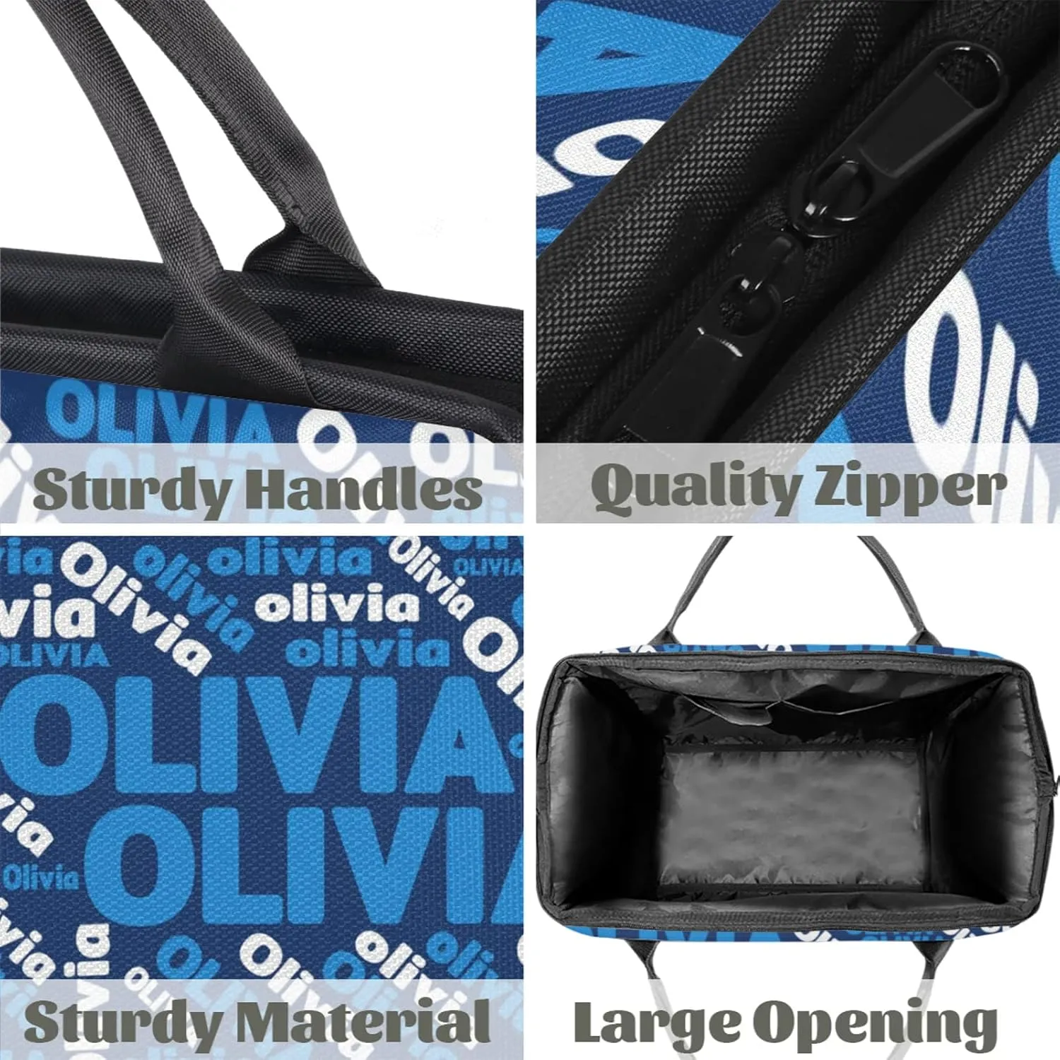 Personalized Gym Sport Duffel Bag with Name Custom Travel Overnight Bag Waterproof Customized Dance Bag Carry-On Tote 15.2in, Blue White