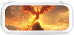 Phoenix Bird with Flames Hard Shell Travel Case with Rope 15 Game Card Pockets Compatible with Switch Protective