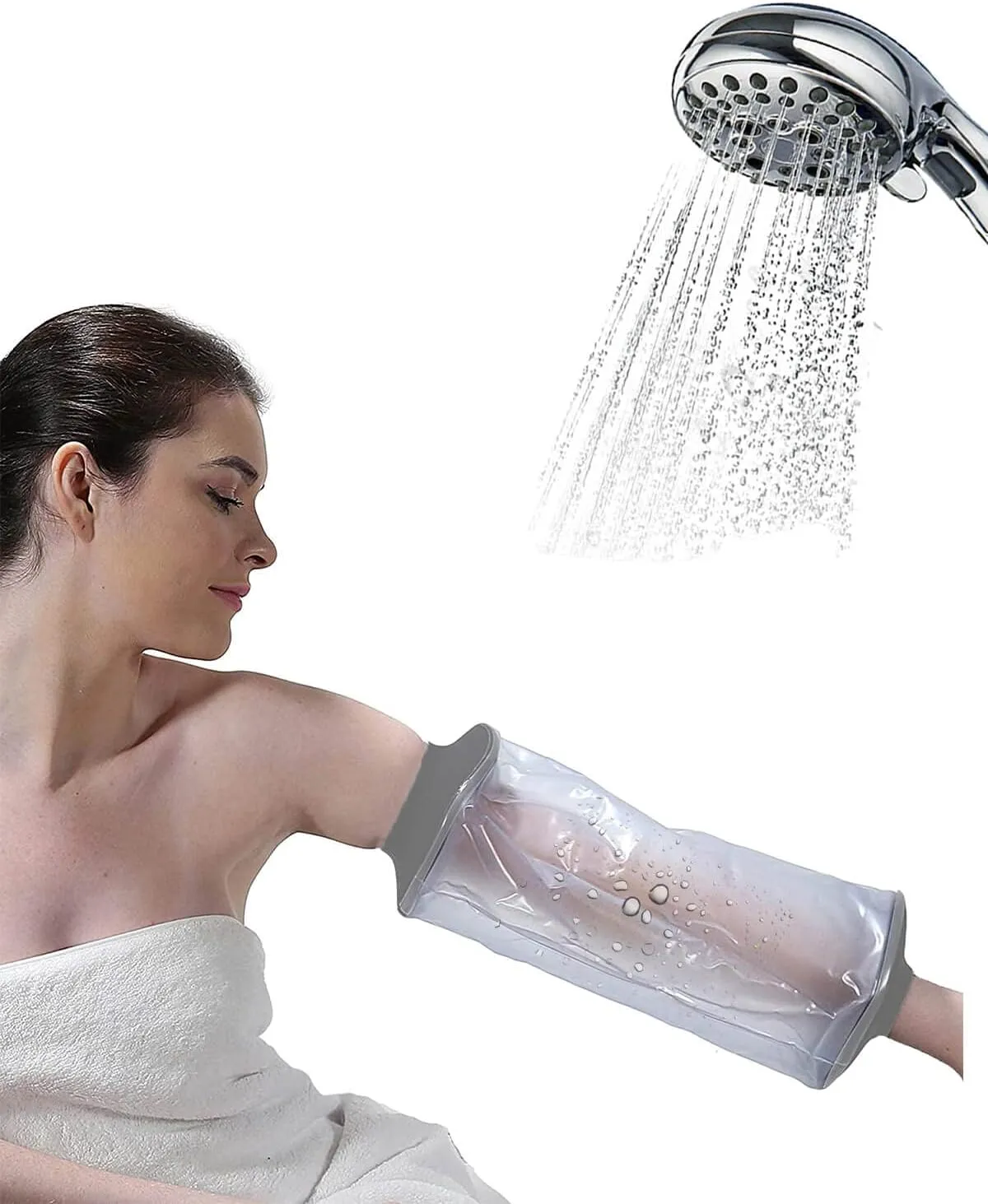 PICC Line Shower Cover, PICC Line Covers for Upper Arm, Reusable PICC Line Sleeve, Waterproof Cast Cover for Shower Arm, IV Protector Bag for Bath(Large: Weight > 185lbs)