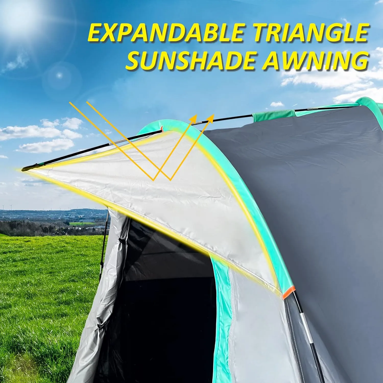 Pickup Truck Tent, Waterproof PU2000mm for Camping 5.5-6.5 Ft Bed, 2-Person Sleeping With Double Layer Design Windows, Expandable Triangle Sunshade Awning
