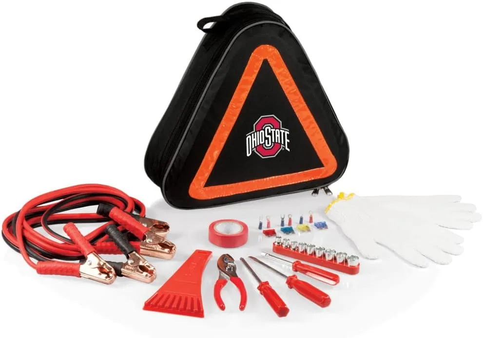 PICNIC TIME NCAA Roadside Emergency Car Kit - Auto Vehicle Safety Road Side Assistance with Jumper Cables and Car Tool Kit