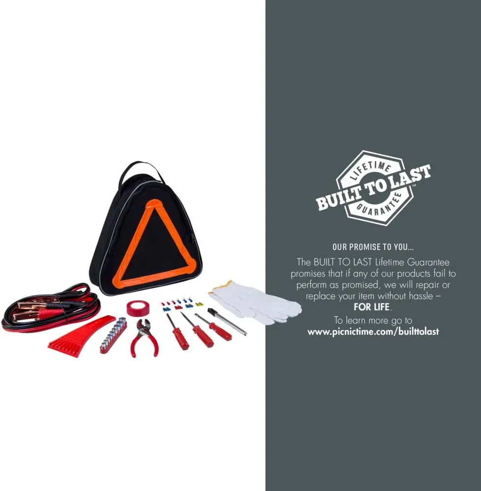 PICNIC TIME NCAA Roadside Emergency Car Kit - Auto Vehicle Safety Road Side Assistance with Jumper Cables and Car Tool Kit