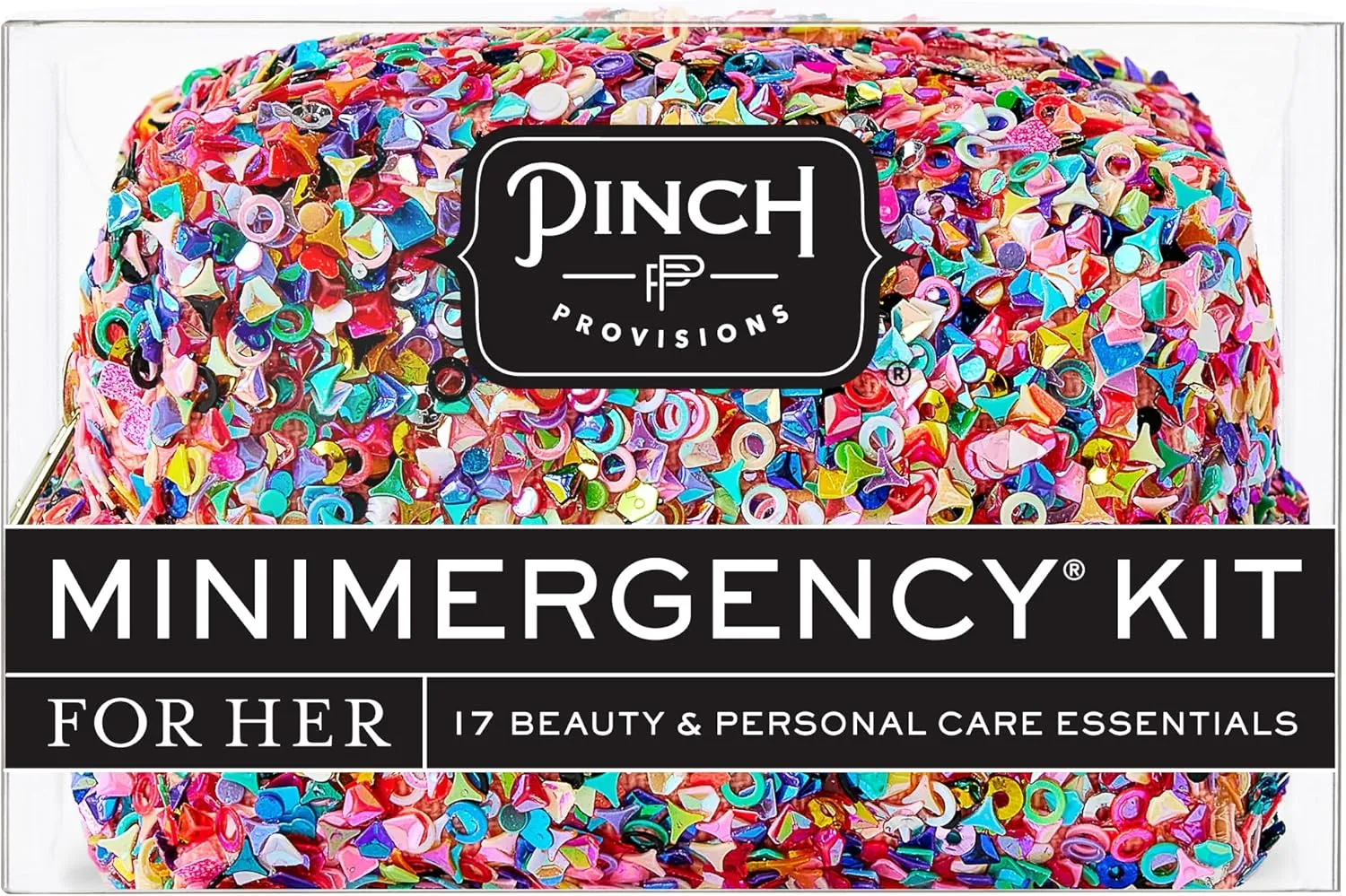 Pinch Provisions Big Glitter Energy Minimergency Kit, Includes 17 Travel-Sized Cosmetic Essentials, Convenient for Purses, Emergency Beauty Accessories, Gifts for Holiday’s & Birthday’s