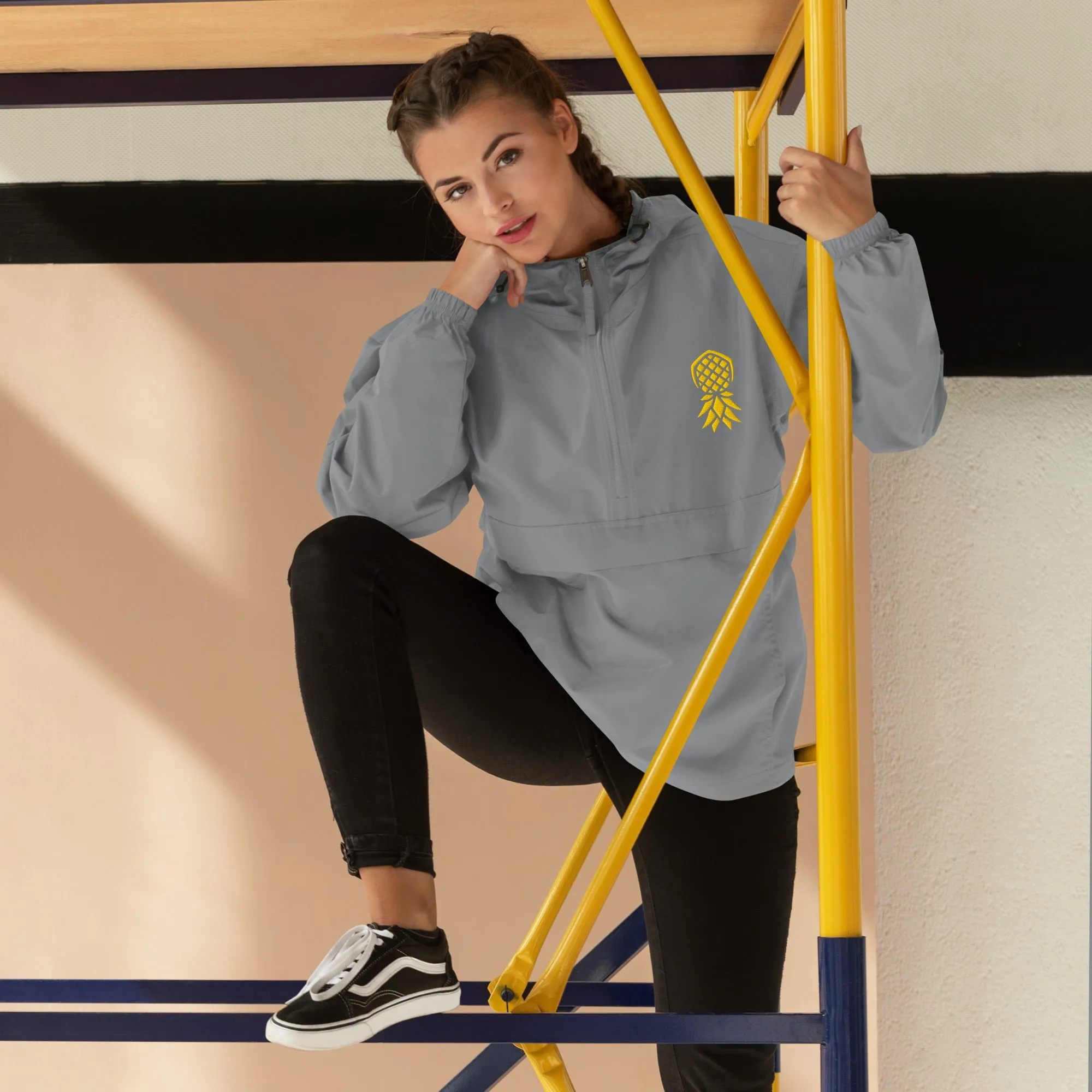 Pineapple Embroidered Champion Packable Jacket