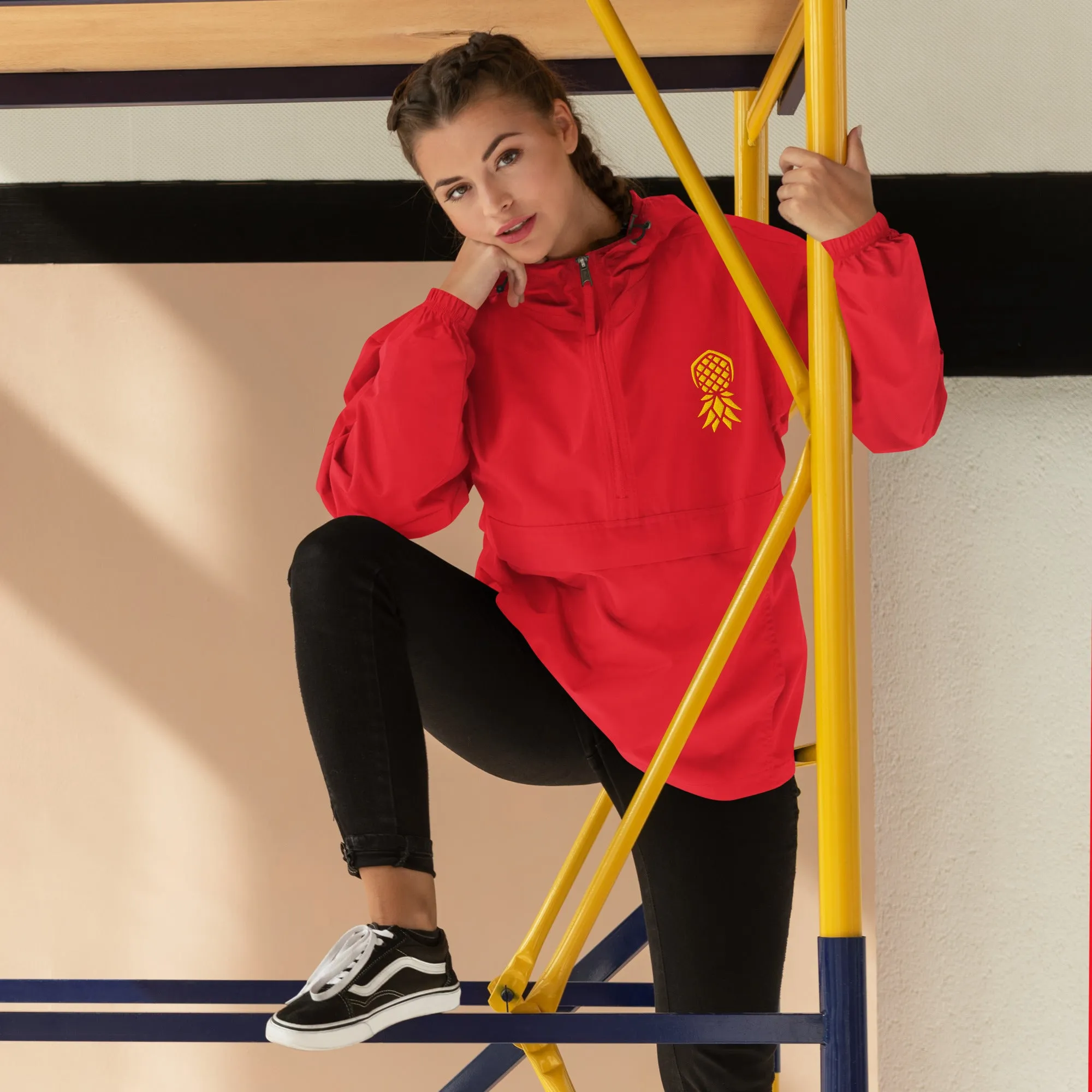 Pineapple Embroidered Champion Packable Jacket
