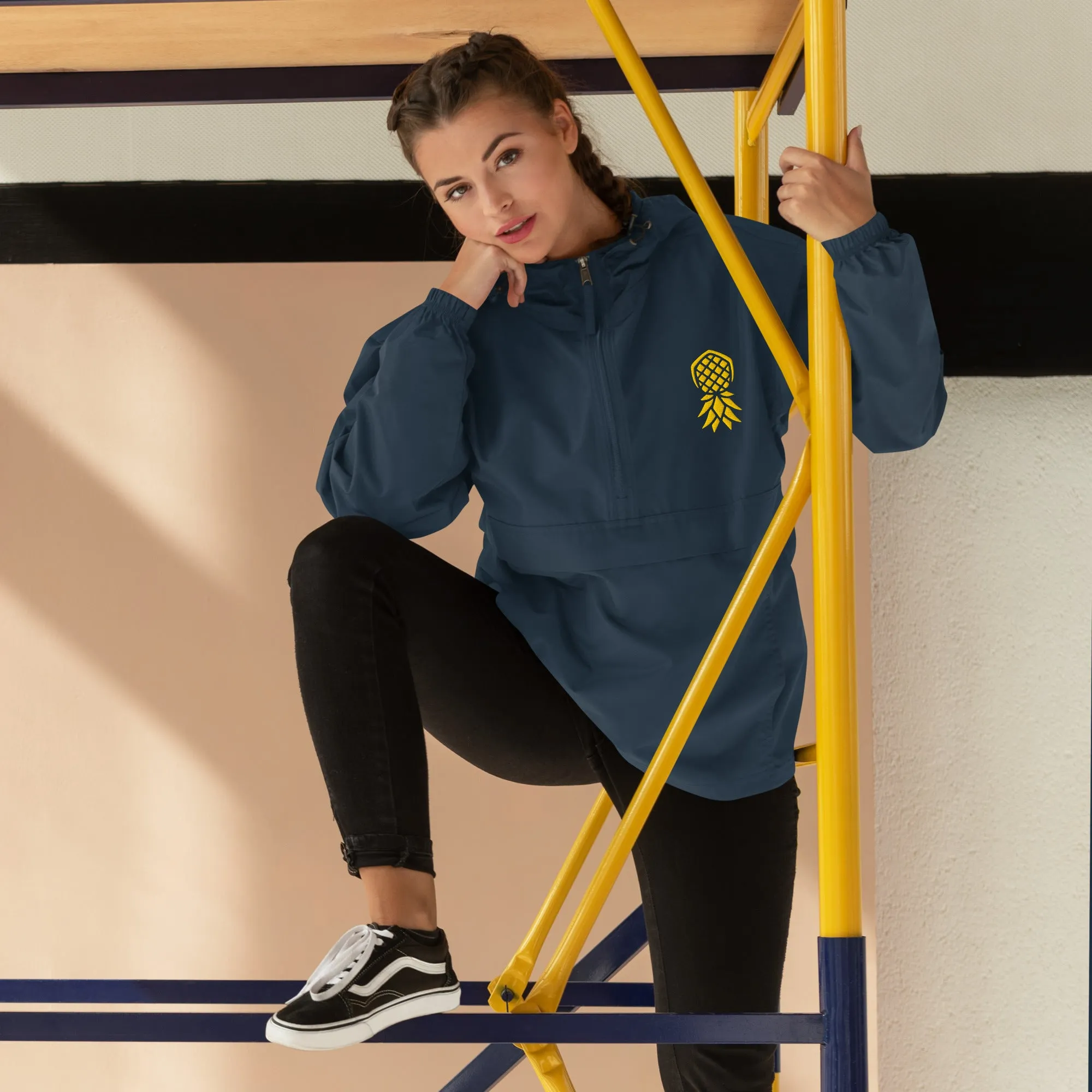 Pineapple Embroidered Champion Packable Jacket