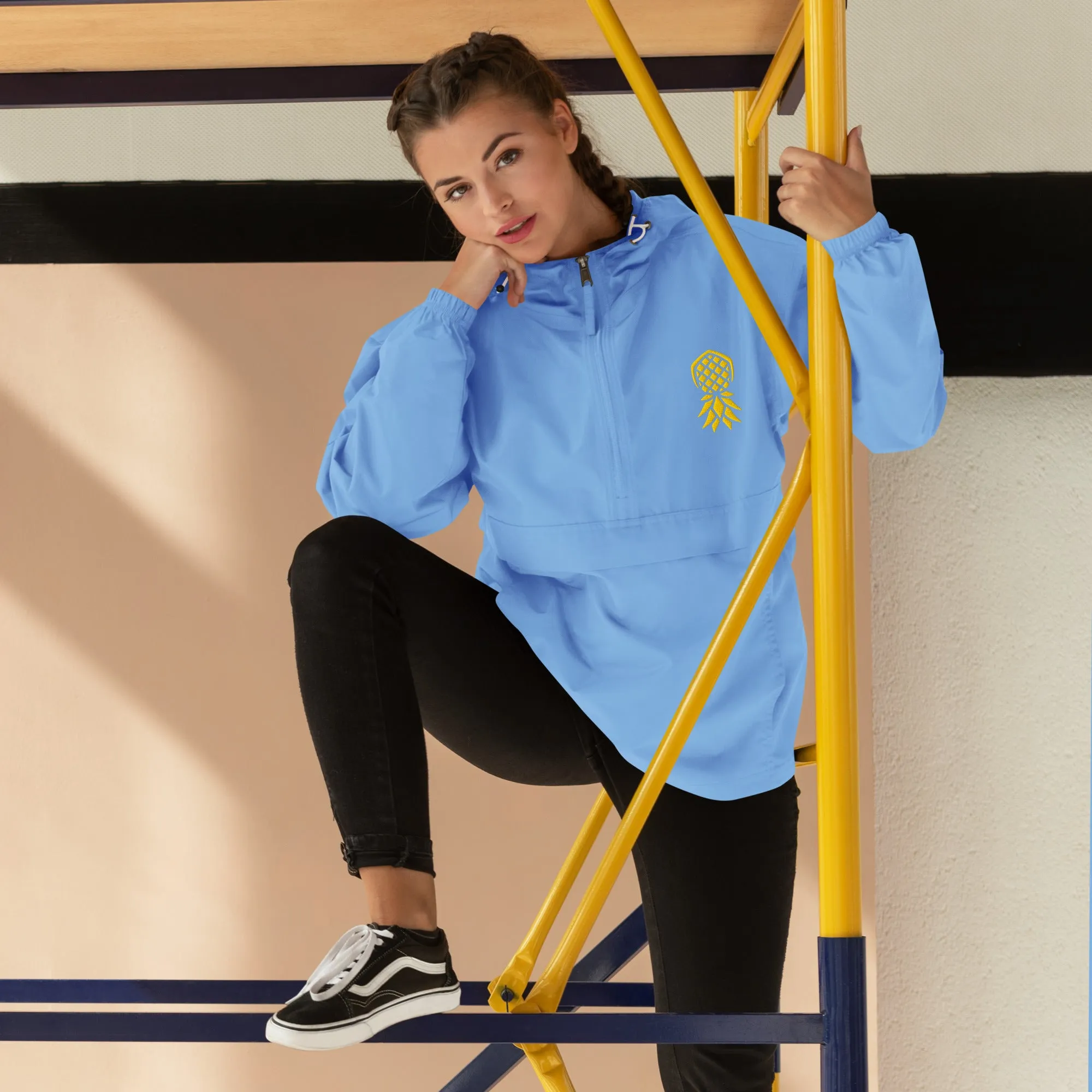Pineapple Embroidered Champion Packable Jacket
