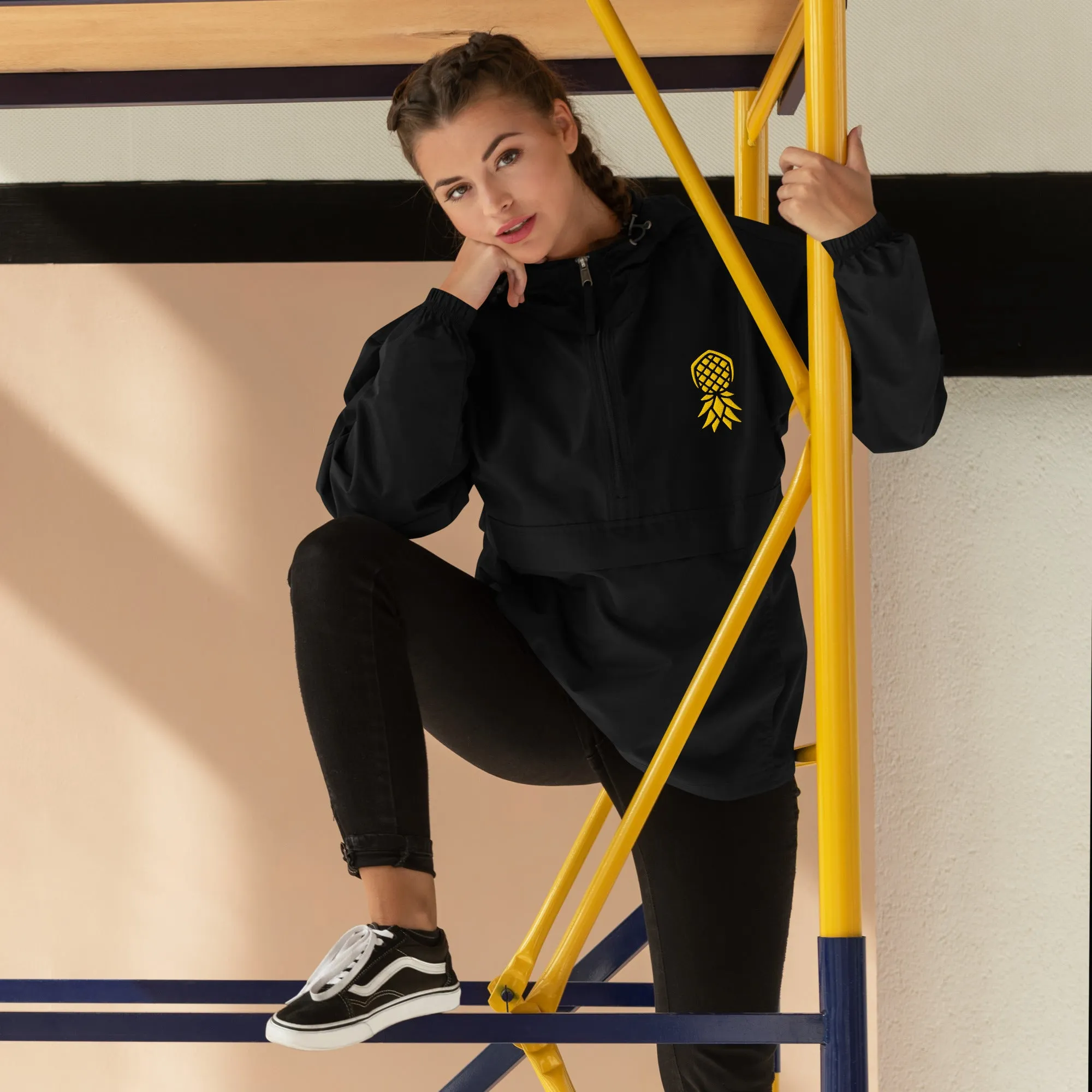 Pineapple Embroidered Champion Packable Jacket