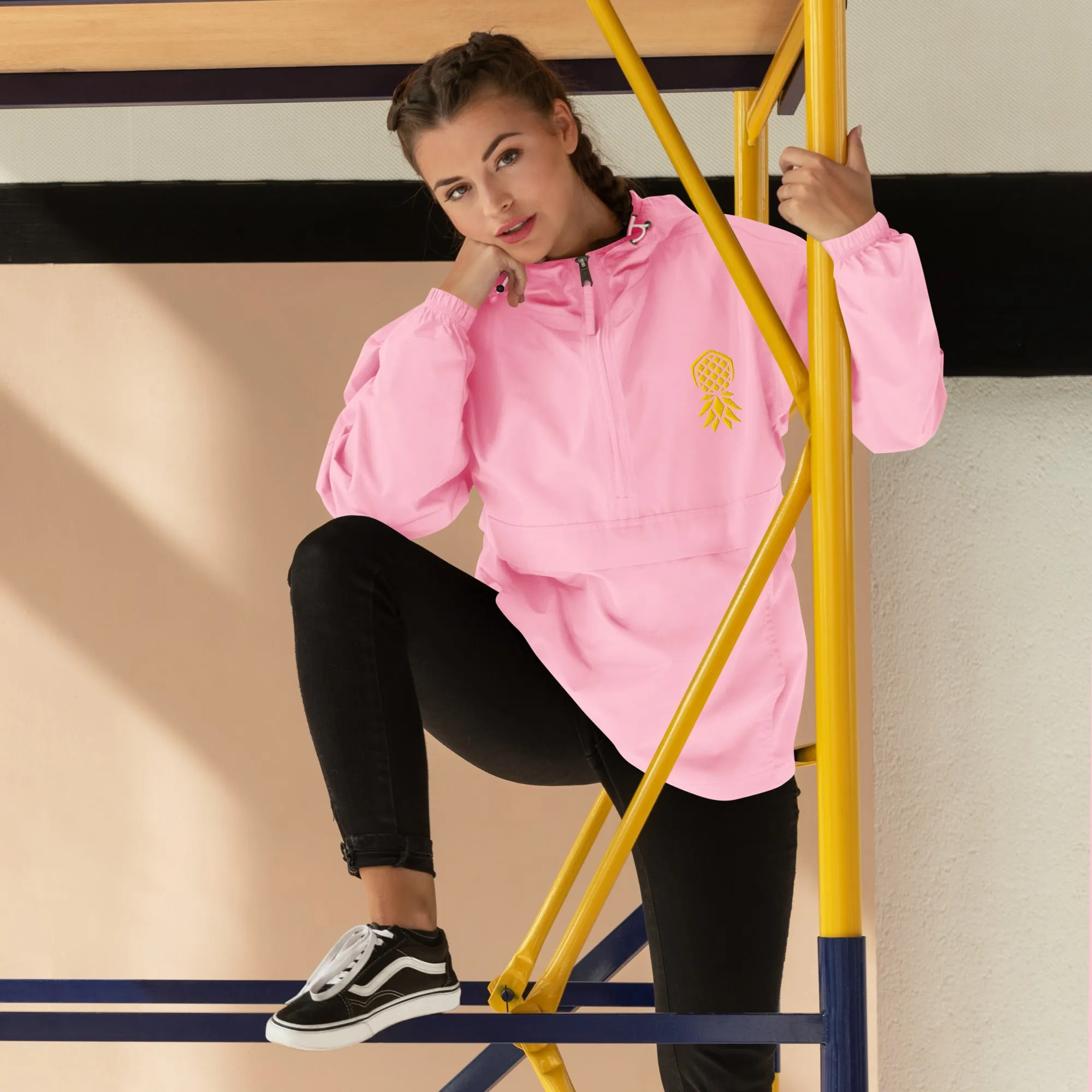Pineapple Embroidered Champion Packable Jacket
