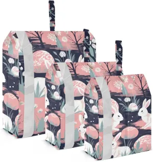 Pink Rabbit Travel Storage Bag with Lanyard - Portable Lightweight Classified Storage Bag with Zipper, Dust and Waterproof Travel Packing Cube for Suitcase,3 Pieces