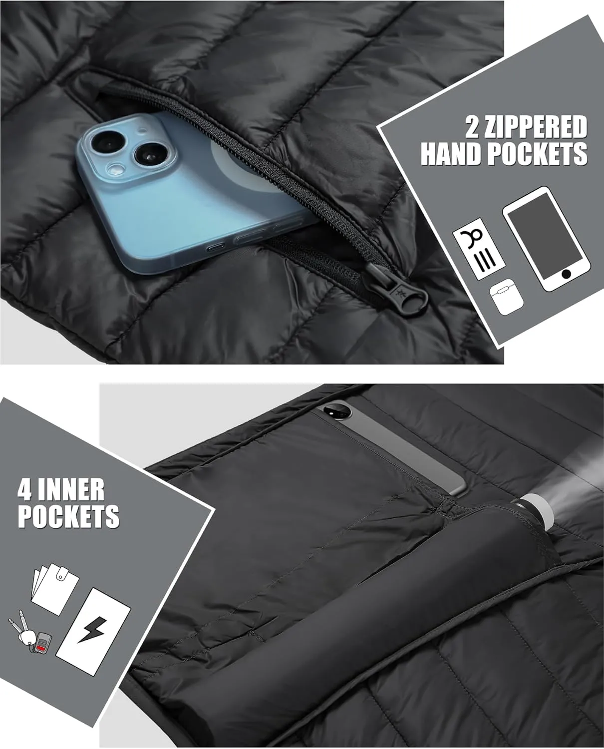 Pioneer Camp Mens Lightweight Packable Puffer Jacket Hooded Insulated Thermal Puffy Winter Jackets for Running Travel