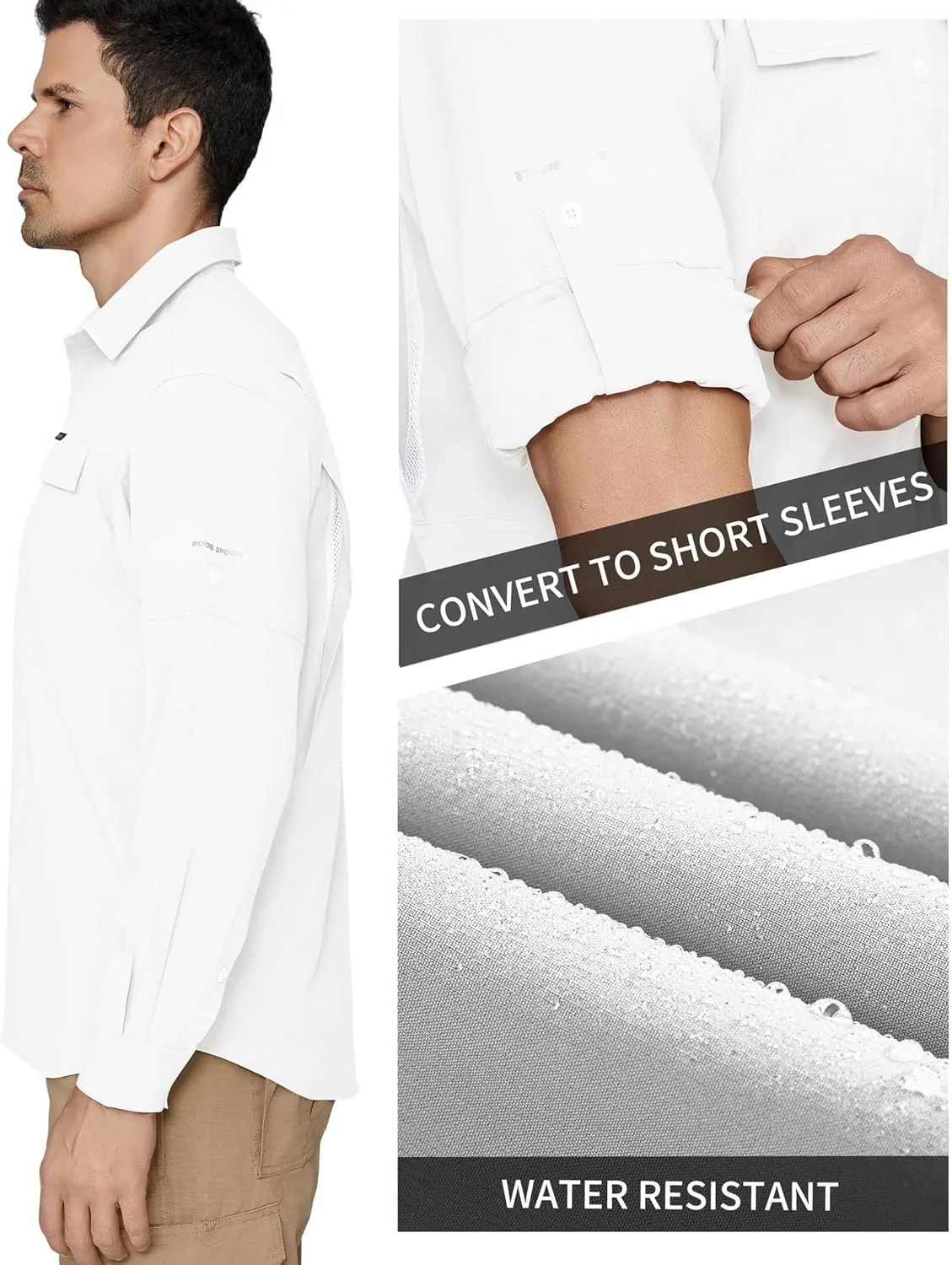 PIQIDIG Men's Long Sleeve Sun Protection Shirts UPF 50  Quick Dry Button Down Shirts Hiking Fishing Camping Travel Work