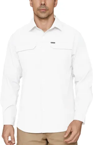 PIQIDIG Men's Long Sleeve Sun Protection Shirts UPF 50  Quick Dry Button Down Shirts Hiking Fishing Camping Travel Work