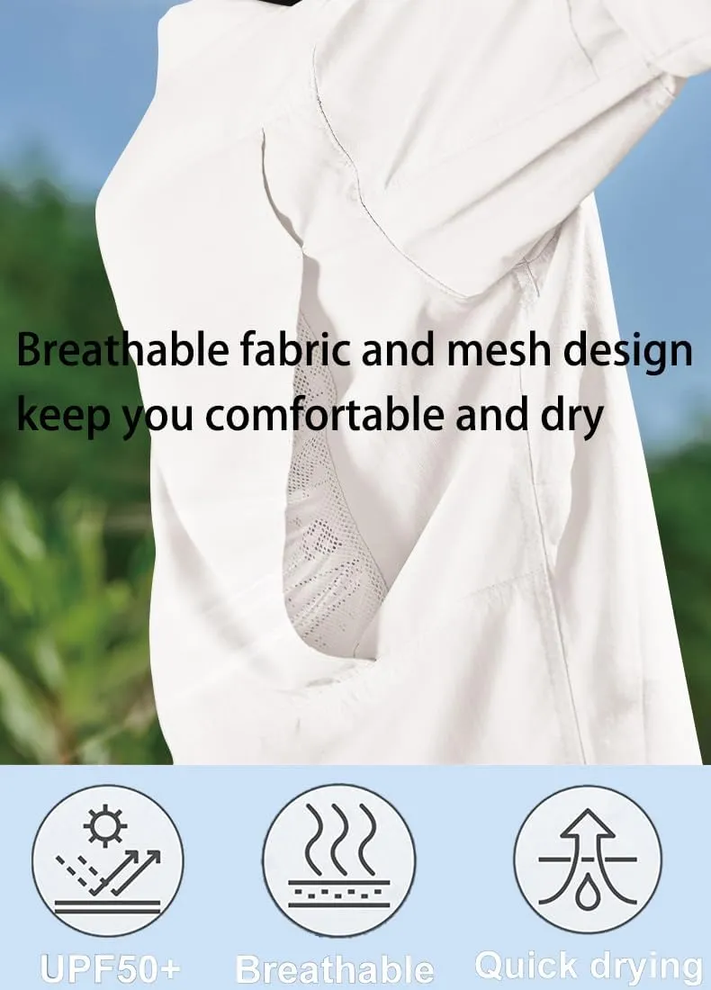 PIQIDIG Men's Long Sleeve Sun Protection Shirts UPF 50  Quick Dry Button Down Shirts Hiking Fishing Camping Travel Work