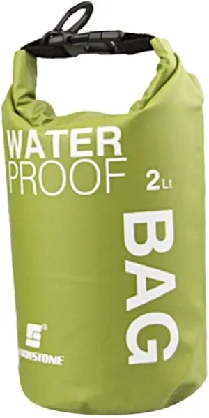 pistro Waterproof Dry Bag - Roll Top Closure Pouch for Camping Boating Kayaking Fishing Rafting Canoeing Beach Sports - Green, 2L