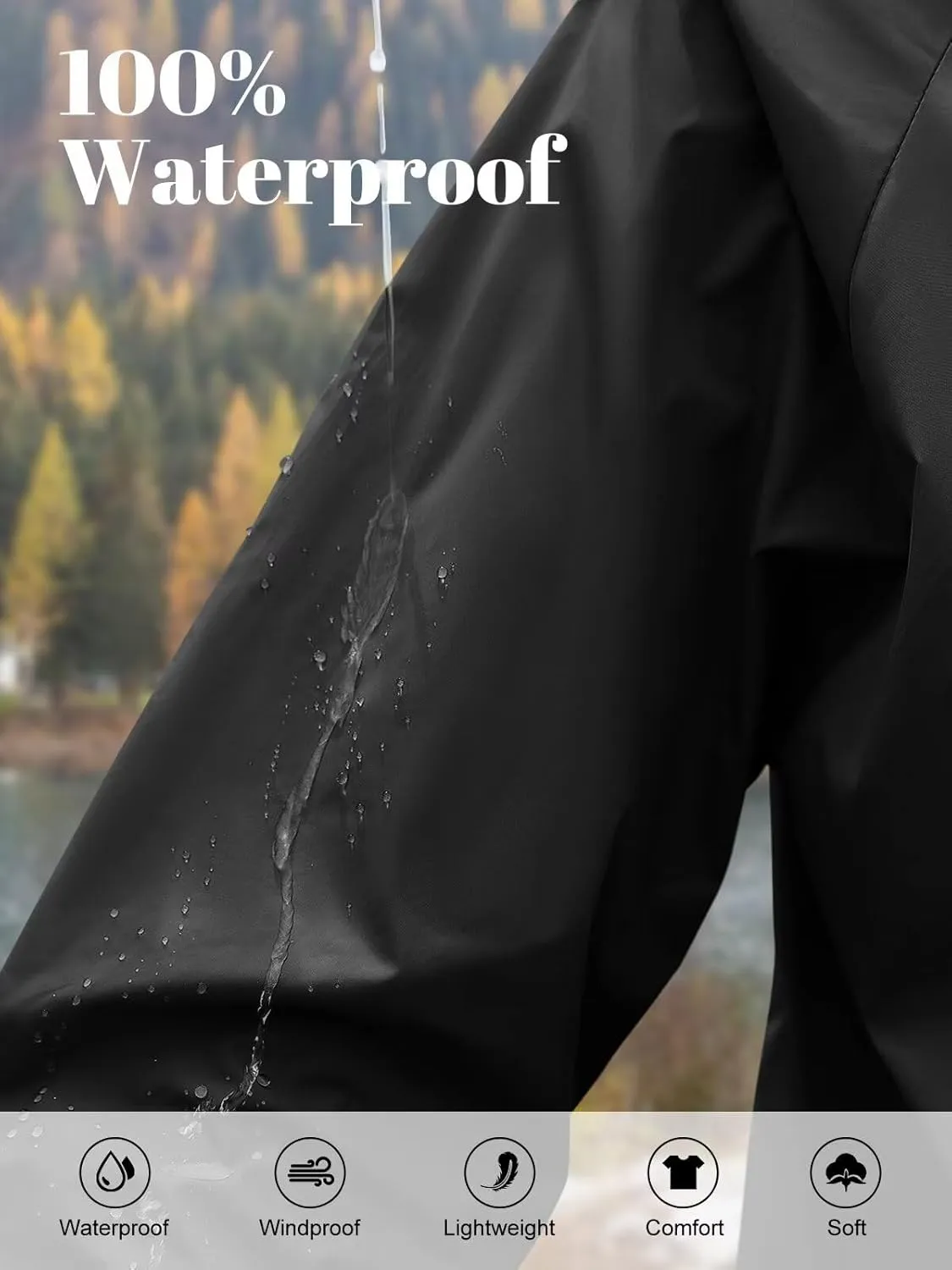 PITINAN Rain Jacket Women Waterproof Lightweight Jacket With Hood Packable Raincoat with Pockets S-XXL