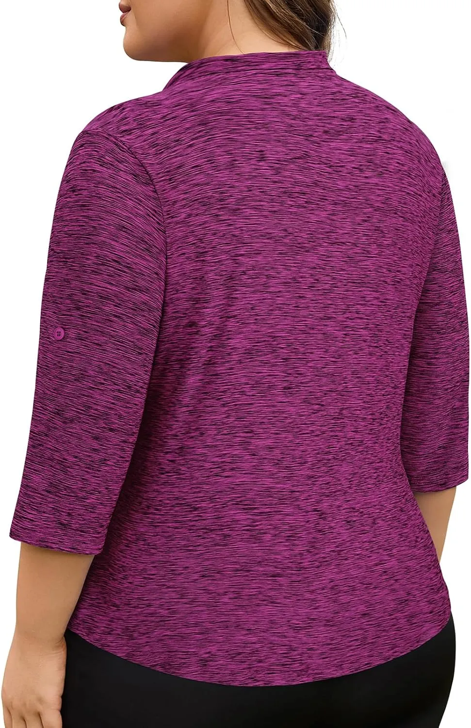 Plus Size Golf Polo Shirts for Women 3/4 Sleeve Quarter Zip Pullover Quick Dry Workout Tops XL-5XL