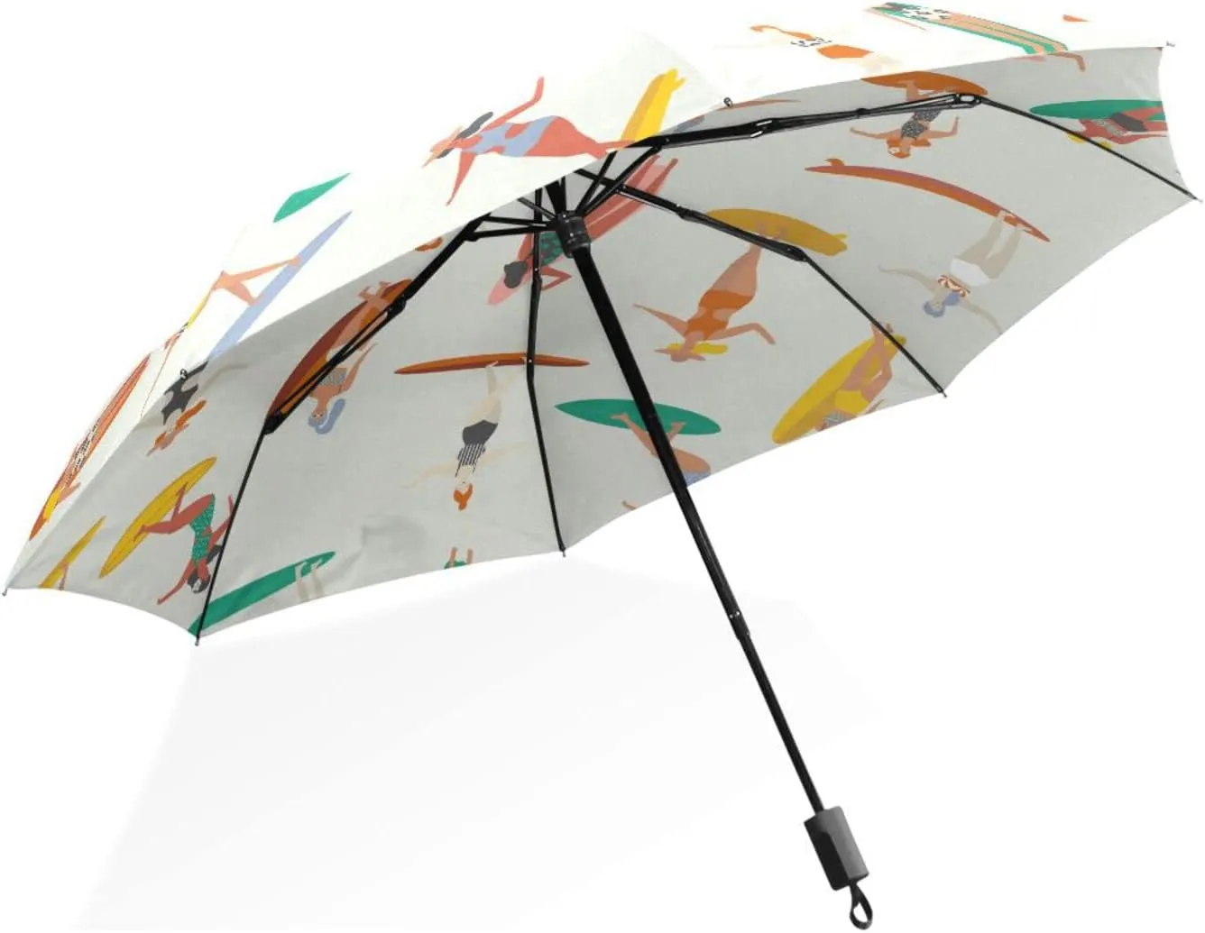 Poeticcity Rain Travel Umbrella, Hand Open Close Windproof Waterproof Folding Umbrella, Compact Canopy Strong Ray Parasol Umbrella