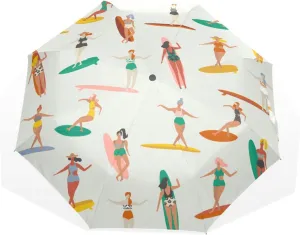 Poeticcity Rain Travel Umbrella, Hand Open Close Windproof Waterproof Folding Umbrella, Compact Canopy Strong Ray Parasol Umbrella