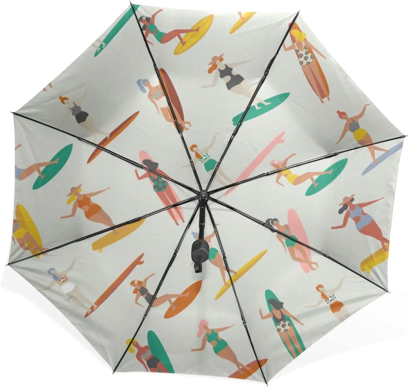 Poeticcity Rain Travel Umbrella, Hand Open Close Windproof Waterproof Folding Umbrella, Compact Canopy Strong Ray Parasol Umbrella