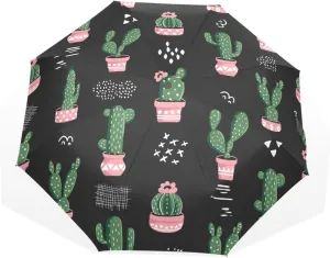 Poeticcity Travel Umbrella, Hand Open Close Windproof Waterproof Folding Umbrella, Black Tape Compact Canopy Strong Anti UV Ray Parasol