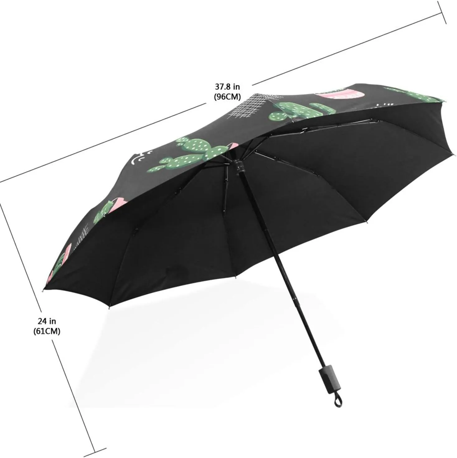 Poeticcity Travel Umbrella, Hand Open Close Windproof Waterproof Folding Umbrella, Black Tape Compact Canopy Strong Anti UV Ray Parasol