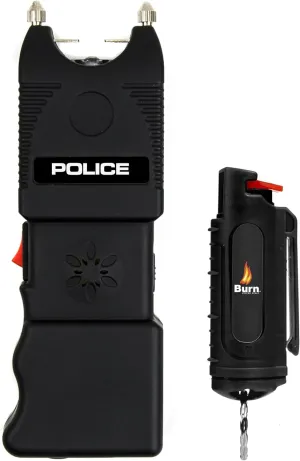 Police Stun Gun Burn Pepper Spray Combo Women Men Self Defense - TW10 Black
