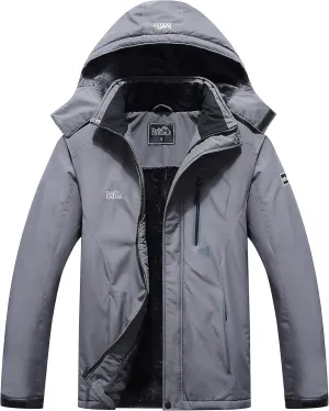 Pooluly Men's Ski Jacket Warm Winter Waterproof Windbreaker Hooded Raincoat Snowboarding Jackets