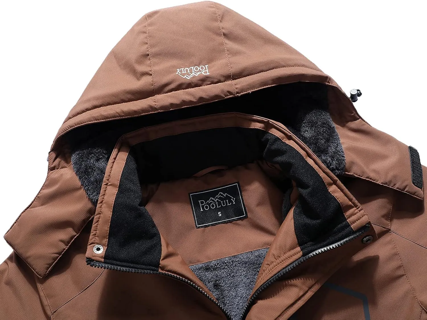 Pooluly Men's Ski Jacket Warm Winter Waterproof Windbreaker Hooded Raincoat Snowboarding Jackets