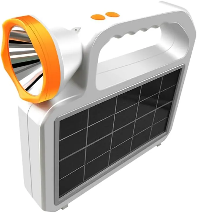 Portable Solar Flashlight, LED Spotlight with USB Output, Side floodlight, Camping Emergency Light, Household Lighting, Rechargeable via USB Interface
