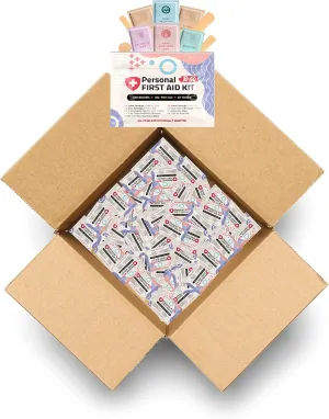 Portable Travel Size First Aid Kit - 60 Pack Case | Perfect for Home, Office, Car, School, Business, Travel, Hiking, Hunting, and Outdoors | Individually Wrapped First Aid Products (Abstract)