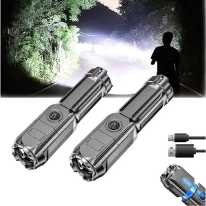 Powerful LED Flashlight Rechargeable Zoomable Torch,High Powered Super Bright Tactical Flash Light,Outdoor Waterproof Portable Handheld Mini Flashlight,3 Modes for Home Camping