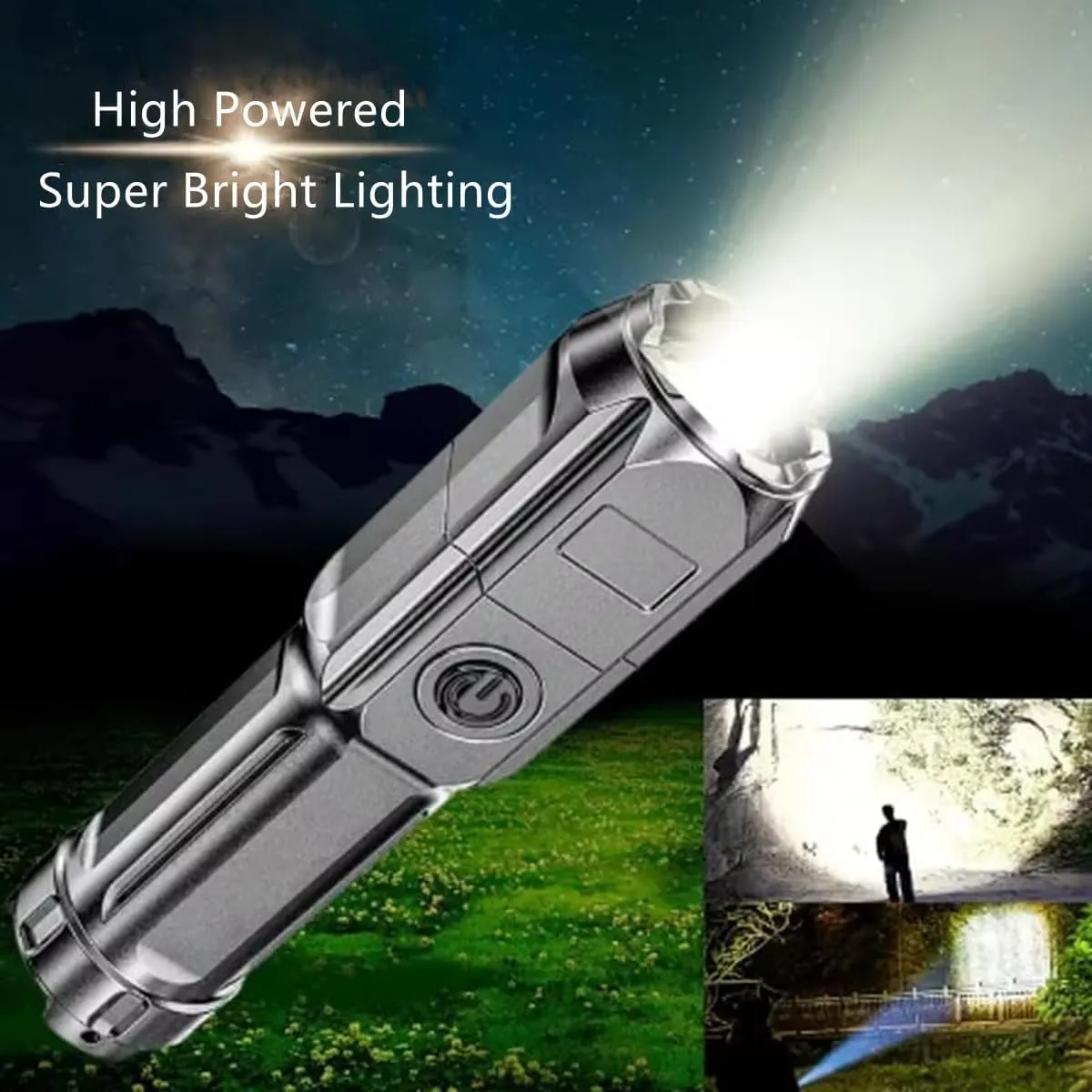 Powerful LED Flashlight Rechargeable Zoomable Torch,High Powered Super Bright Tactical Flash Light,Outdoor Waterproof Portable Handheld Mini Flashlight,3 Modes for Home Camping