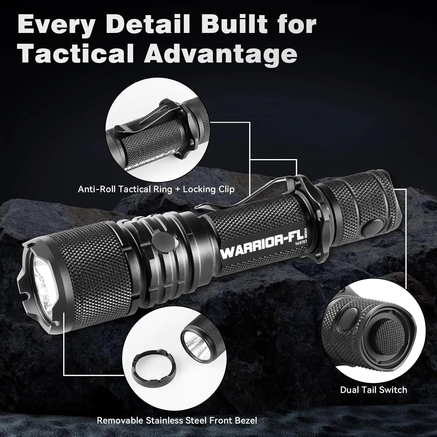 PowerTac Warrior G4-FL 4200 Lumen (Wide Beam) Tactical Handheld Flashlight High Lumen, Waterproof, USB Rechargeable Flashlight and Dual-Charging Magnetic Police Duty LED Flashlight