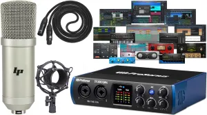 PreSonus Studio 24c 2x2 USB Audio/MIDI Interface with Studio One Artist Software and Lyxpro Condenser Microphone Kit