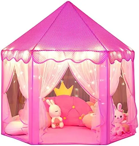 Princess Castle Play Tent House with Fairy Lights