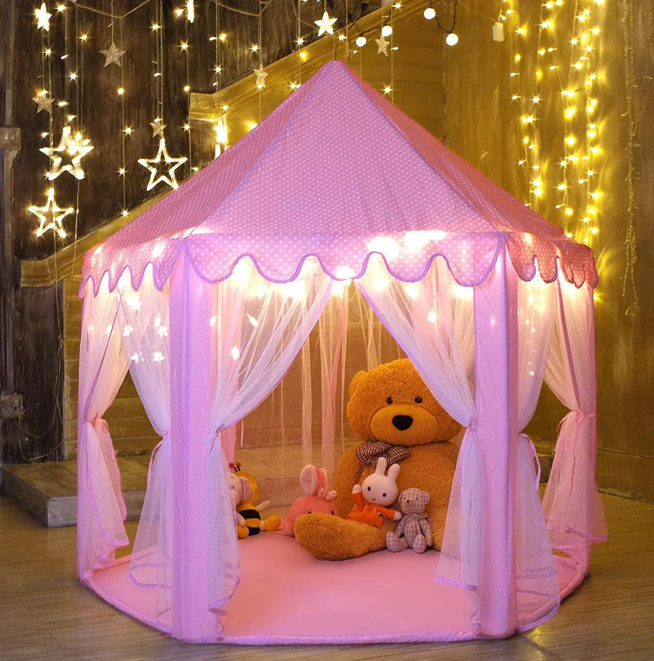 Princess Castle Play Tent House with Fairy Lights