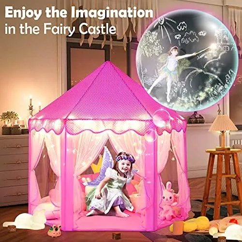 Princess Castle Play Tent House with Fairy Lights