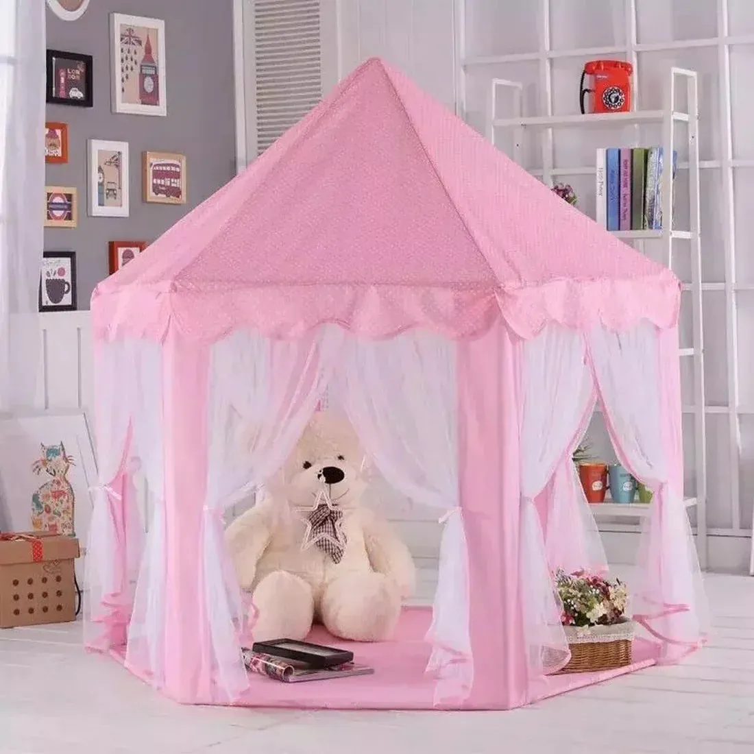 Princess Castle Play Tent House with Fairy Lights