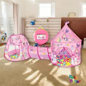 Princess-Themed Playhouse Set Castle Tent, Tunnel & Ball Pool