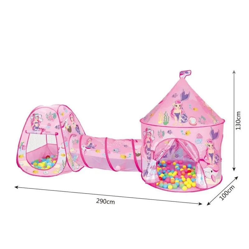 Princess-Themed Playhouse Set Castle Tent, Tunnel & Ball Pool